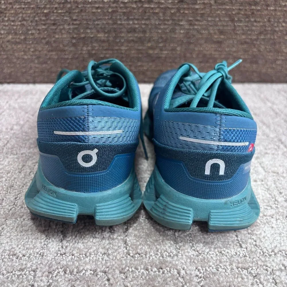 On Running Cloud X Sneakers Mens 8.5 Teal Blue Lace Up Train Athletic Mesh Gym